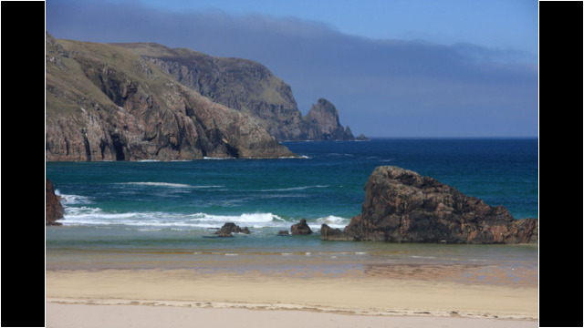 Looking out from Kearvaig Beach to Cape Wrath Headland Looking out from Kearvaig Beach to Cape Wrath Headland