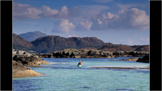 SW Corner of Eilean Shona, looking into South Channel Sea Kayak Eilean Shona