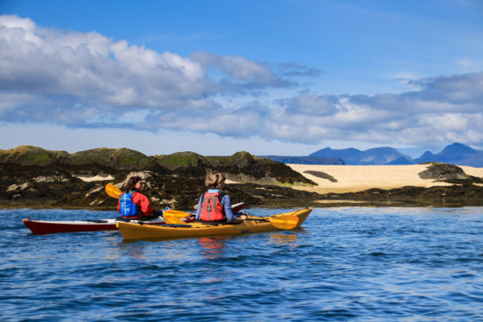 Arisaig Skerries, Rum & Eigg behind Sea Kayak Morar Arisaig Beach