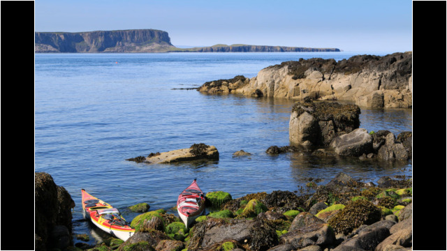 Eilean Trodday landing, Rubha Hunish behind Sea Kayak Rubha Hunish Skye