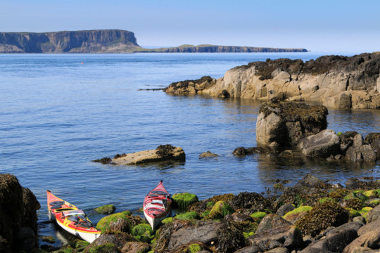 Eilean Trodday landing, Rubha Hunish behind Sea Kayak Rubha Hunish Skye