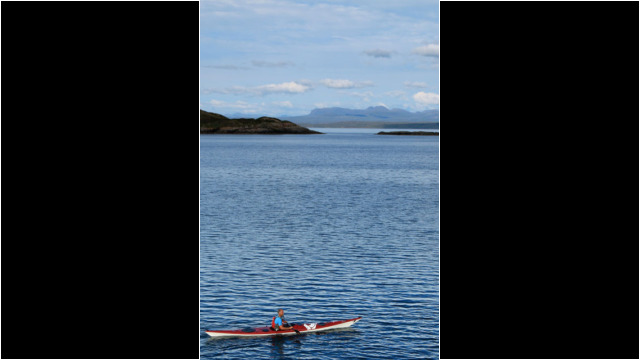 Caolas Rona & NW Highlands behind Sea Kayak Raasay Rona