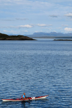 Caolas Rona & NW Highlands behind Sea Kayak Raasay Rona