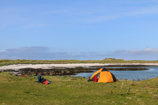 Camping at Port Ruadh, Ceann Ear; Monach Islands Monach Islands Camping Beach