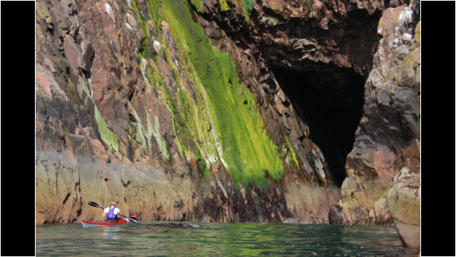 Colourful cave near Cove Sea Kayak Cove to Stonehaven
