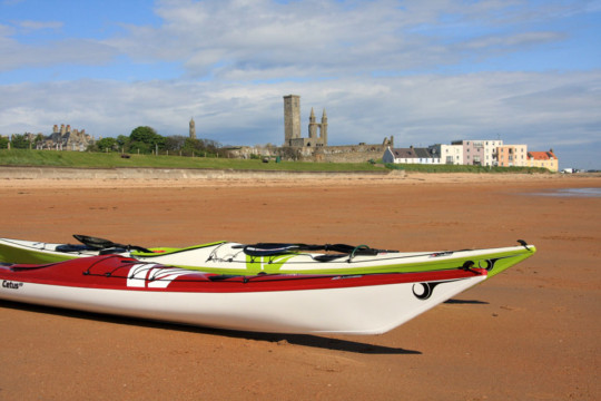 St Andrews beach Sea Kayak St Andrews cathedral