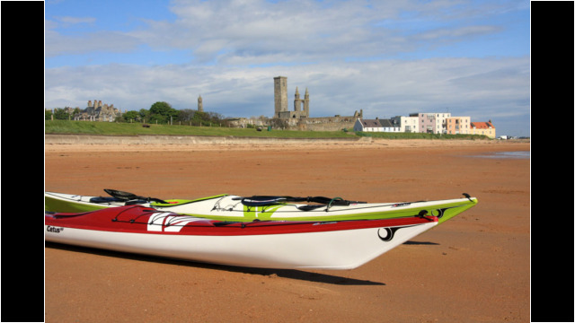 St Andrews beach Sea Kayak St Andrews cathedral