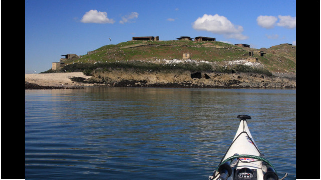 Sandy beach on southern tip of Inchkeith Sea Kayak Inchkeith