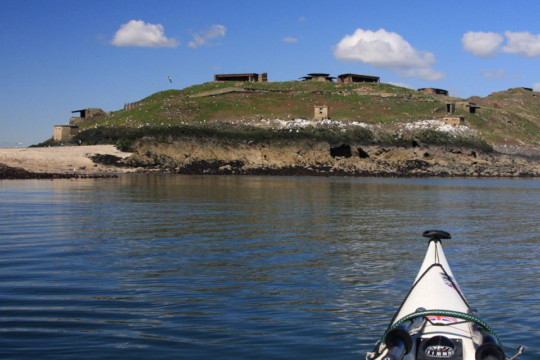 Sandy beach on southern tip of Inchkeith Sea Kayak Inchkeith