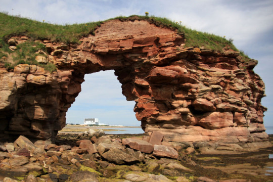 Torness & ornate sandstone arch Barns Ness Torness