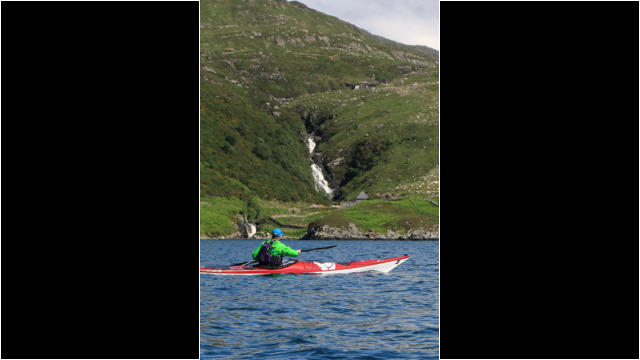 Waterfall in Loch Glendhu Sea Kayak Loch Glendhu Waterfall