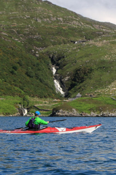 Waterfall in Loch Glendhu Sea Kayak Loch Glendhu Waterfall