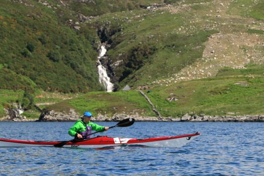 Waterfall in Loch Glendhu Sea Kayak Loch Glendhu Waterfall