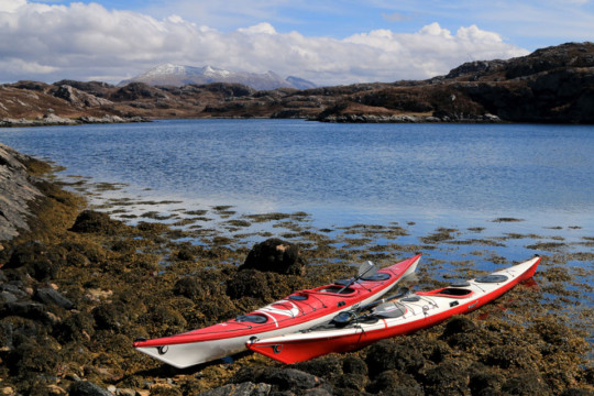 Landing at entrance to Loch an Roin Sea Kayak Loch Laxford Loch an Roin
