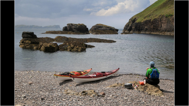 Lunch at south side of Eilean Nan Ron narrows Sea Kayak Eilean Nan Ron