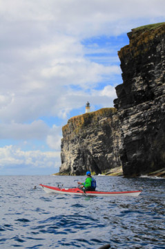 Copinsay's Lighthouse & cliffs Sea Kayak Orkney Copinsay Lighthouse