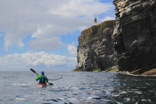 Copinsay's Lighthouse & cliffs Sea Kayak Orkney Copinsay Lighthouse