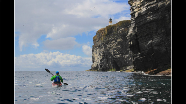 Copinsay's Lighthouse & cliffs Sea Kayak Orkney Copinsay Lighthouse