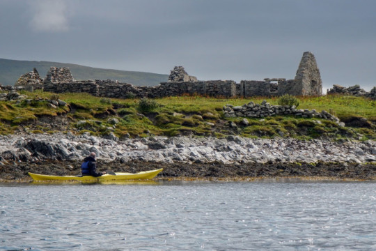 Abandoned crofts on South Haverera Sea Kayak Shetland Bridge End