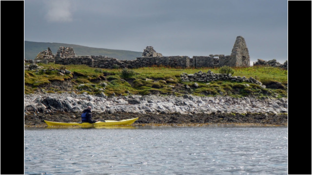 Abandoned crofts on South Haverera Sea Kayak Shetland Bridge End
