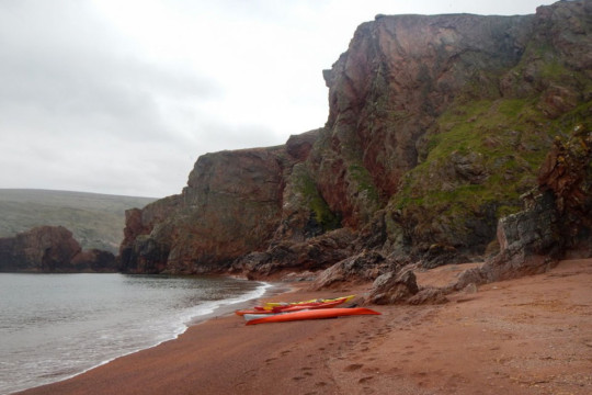 Landing on south coast of Ronas Voe Sea Kayak Shetland Ronas Voe
