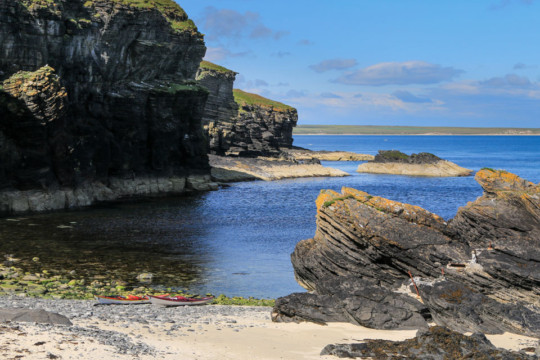 Landing at Castle Sinclair Girnigoe Sea Kayak Noss Head