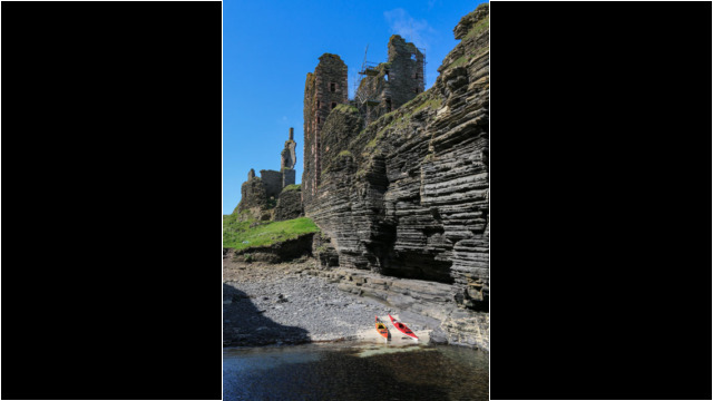 Landing at Castle Sinclair Girnigoe Sea Kayak Noss Head Castle Sinclair Girnigo